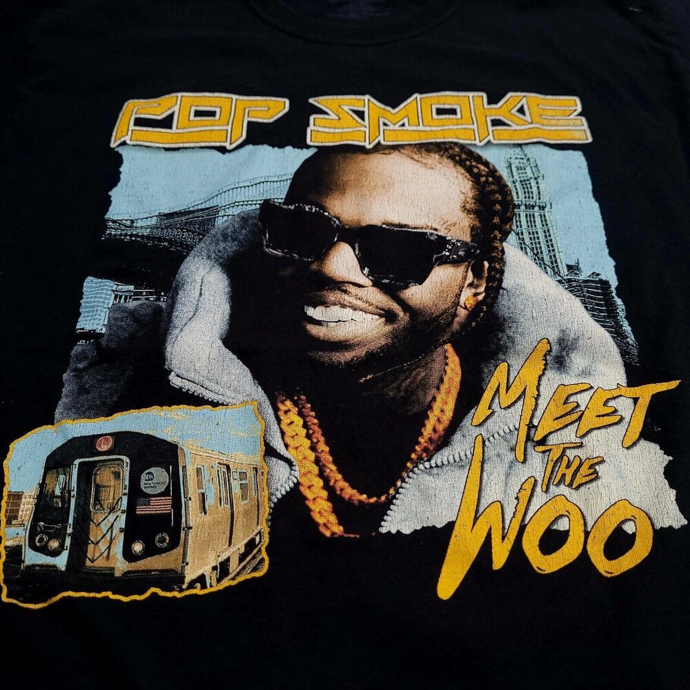 Pop Smoke Meet the Woo Shoot for the Stars Halo Tour Merch Tee L Graphic EUC - Picture 6 of 6